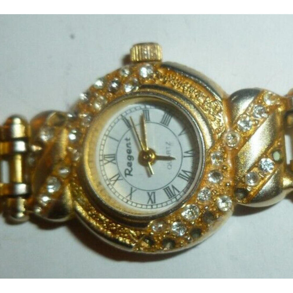 Regent women's watch Gold Tone Quartz Rhinestones‎